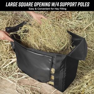 Échantillon gratuit Sac fourre-tout grande capacité à huit compartiments, imperméable, pour foin de cheval, avec sangle amovible et surpiqûres décoratives, pour l'alimentation des chèvres et des moutons - Product Image 5
