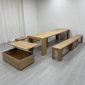 2026 Factory Transform <strong>Table</strong> Customized Simple Modern Popular Expandable <strong>Dining</strong> <strong>Table</strong> Bench Set of 4 or 6 <strong>Chairs</strong> <strong>for</strong> Home Use - Product Image 3