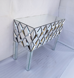 Living Room Furniture Silver Glass Beveled Edges Tall <strong>Console</strong> <strong>Table</strong> with <strong>Slim</strong> Legs - Product Image 4