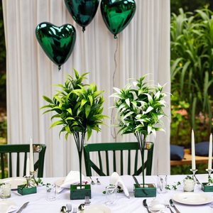 Small Indoor/Outdoor Bamboo <strong>Leaves</strong> Bouquets Artificial Tree Branches PE Plant <strong>Wall</strong> <strong>Decoration</strong> 35cm Birthday Occasion Accessory - Product Image 6