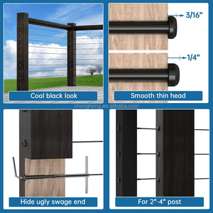 Kit de tensionnement de câble invisible en acier inoxydable T316 noir 1/8 po avec tête ronde dissimulée <span class=keywords><strong>pour</strong></span> poteaux en bois de 2 po x 2 po et 4 po x 4 po - Product Image 3