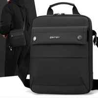 Sac bandoulière tendance en nylon imperméable avec fermeture éclair et logo personnalisé pour homme - Sac d'affaires de créateur pour ordinateur portable 8 pouces, noir, grande capacité