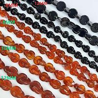8mm10mm 12mm Rouge Noir Concave-Convexe Bouton Demi Lune Forme Calcédoine Agate pour Design Bijoux Flamboyant Approx: 380mm/str