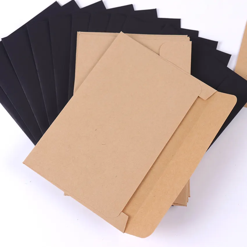 KM fabrication enveloppe en papier Kraft noir pour carte de Message lettre papier cadeau