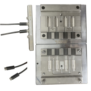 Nhựa nhà máy sản xuất khuôn DC Cáp điện 9-pin nam nối bên ngoài khuôn Cáp cắm tiêm khuôn mẫu cho máy phun - Product Image 1