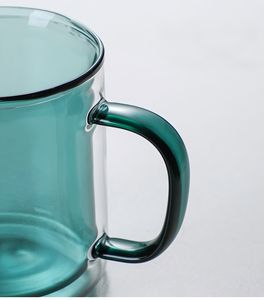Tazza da Tè in <span class=keywords><strong>Vetro</strong></span> a Doppia Parete 350ml, Colore Personalizzabile, Bicchiere Resistente al Calore con Manico per Casa e Bar - Product Image 5