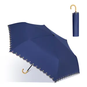 SD Popular Mini UV Protection Sunshine Umbrella with 6 Bones J-Hook Handle Pure Color for Adults Modern Design Manual Control