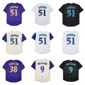 Maillots de baseball vintage pour hommes, style cousu, 51Randy Johnson, 9Matt Williams, 38Curt <span class=keywords><strong>Schilling</strong></span>, tailles S-3XL - Product Image 1