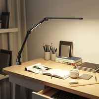 Lampe de bureau LED électrique en aluminium à bras articulé flexible et réglable, design moderne et simple, double source lumineuse, lampe à pince, protection oculaire, sans scintillement