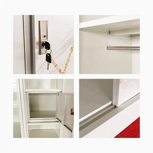 Armadio Guardaroba per Camera da Letto Bambino a 4 Ante con Motivo Stampato, Ante Scorrevoli, Specchio e Struttura in Acciaio - Product Image 4