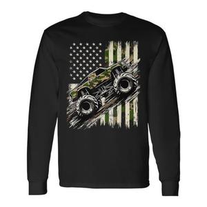 T-shirt a maniche lunghe Monster Trucker Camo Usa Flag American - Product Image 1