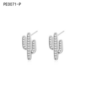 ต่างหูแฟชั่นประดับเซอร์โคเนียสตั๊ด PE0071 สำหรับผู้หญิงเครื่องประดับคุณภาพสูง - Product Image 1
