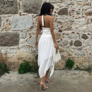 Vestido Halter para Mujer, Vestido Ajustado con Paneles de Malla en la Cintura, Elegante y Delgado - Product Image 5