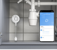 Détecteur de fuite d'eau ultrasonique IoT ABS - Alarme de fuite WiFi pour maison intelligente avec alertes en temps réel via l'application Tuya, portée de détection de 10 m pour salle de bain