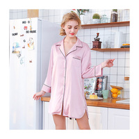 Fabrik Direkt verkauf Fleck Seide Chiffon solide Langarm Damen tragen Nachtwäsche Nachthemd Pyjama