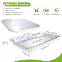 Barquette jetable en aluminium de qualité alimentaire, grande taille, peu profonde, 20,7x13 pouces, avec couvercle en aluminium/plastique, pour traiteur, barbecue et grillades de dinde
