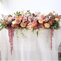 Pièces centrales décoration de table de mariage grande rose violette artificielle allée fleurs rangée accessoires d'arrangement de scène pour la réception