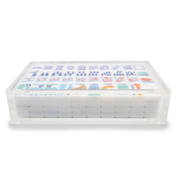 Juego de Mahjong Americano de 160 Fichas de Acrílico Color Marfil con Diseño de Flamencos Tropicales, Estilo Preppy, Venta al Por Mayor, Pedidos OEM de Fábrica