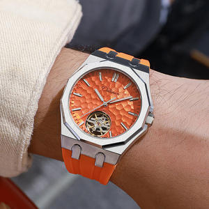 Reloj de Pulsera para Hombre Dulunwe 6085, Movimiento Mecánico, Aleación de Acero Inoxidable, Diseño de Esqueleto, Silicona, Moda, Lujo, Ultrafino, Resistente al Agua 30M - Product Image 6