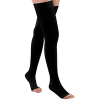 JR-878 Chaussettes de compression pour femmes, antidérapantes, au-dessus du genou, à bout ouvert, 20-30 mmHg
