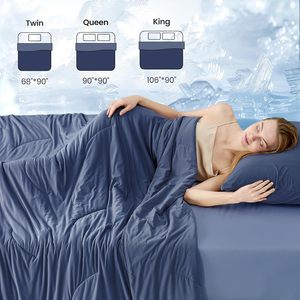 Edredón Refrigerante Tamaño Queen, Mantas Refrigerantes Ligeras Reversibles para Personas que Sienten Calor al Dormir <span class=keywords><strong>y</strong></span> Sudores Nocturnos, Azul Oscuro Queen - Product Image 5