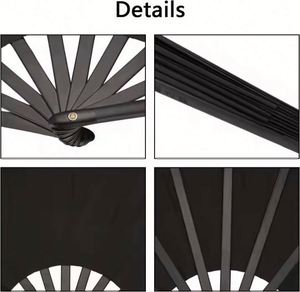 Abanico de mano grande de plástico de color sólido de 33 cm para fiestas rave, abanicos de plástico grandes a precio económico - Product Image 5