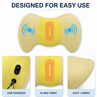 Bantal Pijat Getar Pemanas Portabel Warna Kuning dengan Dua Kantung Udara, Kabel USB, Timer 15 Menit untuk Punggung, Pinggang, dan Duduk