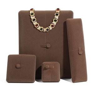 Boîte à bijoux en velours avec bouton pression, boîte à bijoux de luxe à double porte, ensemble complet d'emballage pour bijoux, coffret cadeau pour femmes - Product Image 2