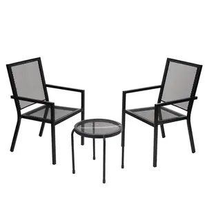 Neue Ankunft Möbel Garten Outdoor Patio Esszimmer Metallgitter Klappstühle und Tische Sets(2 Stühle und 1 Tisch)