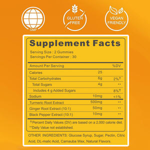 Best Absorption Natural Pineapple <b>Flavor</b> Turmeric Ginger Gummies Sodium Extract Improve Joint Health Adult - Product Image 2