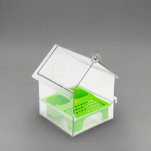 Transparent Rectangle Shaped Parrot Feeding Station <b>Large</b> Capacity Durable Plastic Hanging Feeding Trough Feeder - Product Image 3
