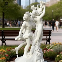 Statue d'Apollon et de Daphné en marbre blanc naturel sculpté à la main, qualité muséale, taille réelle, sculpture de la mythologie grecque pour villa et jardin