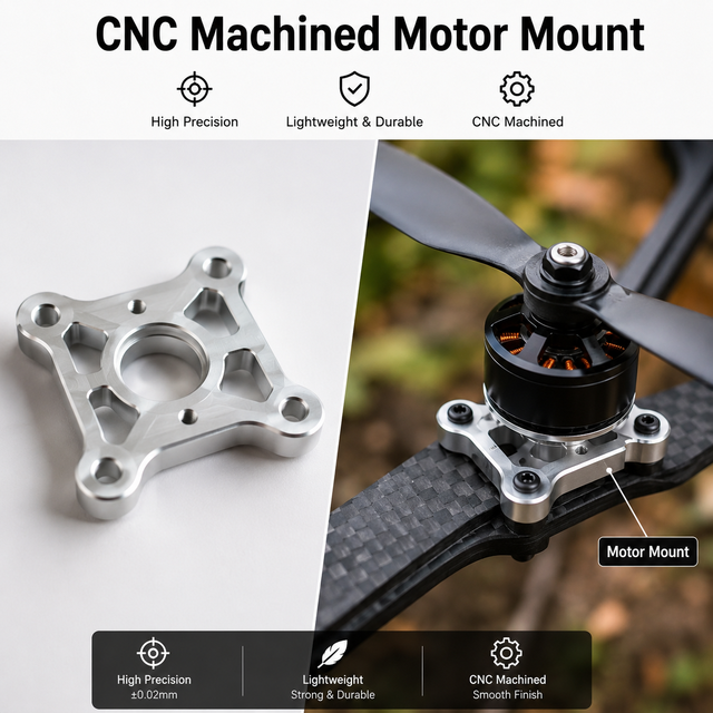 CNC Customized Drone Accessories - 7075 Aluminum Motor Base - Flexible and Small-batch Processing for Delivery