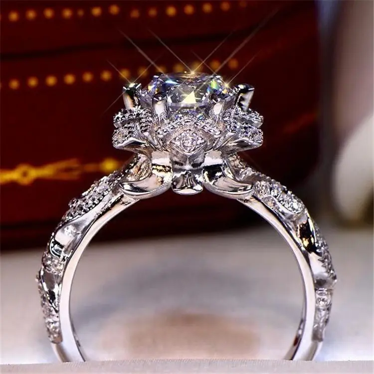 Jewelry Manufacturer Women Silver 925 Rings Cubic Zirconia Diamond Engagement Silver Finger Ring