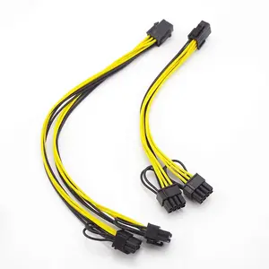 10x PCI-E 6-pin ke Dual 6 + 2-pin (6-pin/8-pin) Power Splitter kabel grafis kartu PCIE PCI Express 6Pin ke Dual 8Pin kabel daya