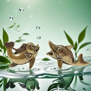 Esculturas de Latón de Delfines, Tiburones y Ballenas, Estilo Antiguo, Bronce Envejecido, Decoración, Artesanía (1 Pieza) - Product Image 2