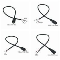 Câble de charge et de données Micro USB 2.0 avec interface Android, connecteur femelle 4 broches et mâle 2 broches, 30 cm 1 m