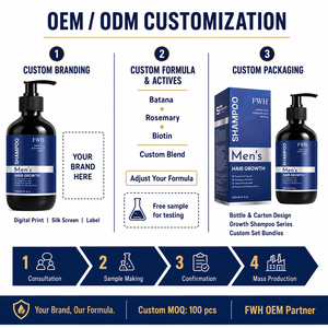 Shampoo <span class=keywords><strong>anti</strong></span>-chute de cheveux personnalisé pour hommes, sérum stimulant la pousse des cheveux avec biotine et huile essentielle de romarin pour le nettoyage des cheveux - Product Image 4