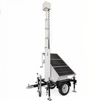 Trailer Pengawasan Surya Mobile dengan Tiang Teleskopik 6m, Panel Surya 300W, Kamera Opsional, Kamera Keamanan Portabel Off-Grid