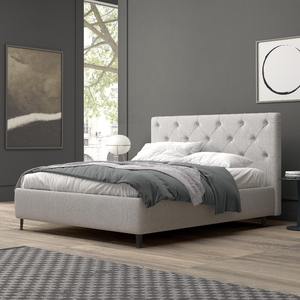 Lit double avec rangement en tissu gris clair - Product Image 1