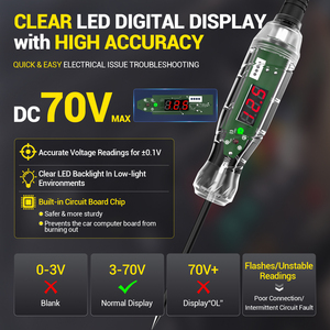 미국 창고 새 상품 3-70V 자동차 회로 테스터 VDIAGTOOL P60 자동차 배선 누전 테스트 펜, 자동차 퓨즈 전압 극성 테스터 - Product Image 5
