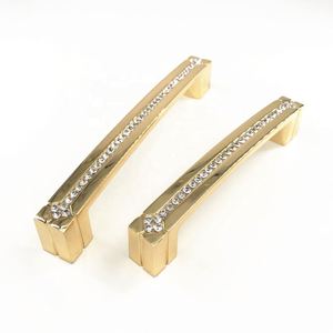 Tirador de Muebles Contemporáneo MLP19 de ZAMAK con Cristal Dorado Brillante para Cocina, Cómoda, Dormitorio, Baño, Cajón, Estilo Europeo de Lujo - Product Image 1