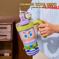 Bouteille d'eau isotherme en acier inoxydable Disney Cartoon 27oz avec couvercle, poignée, paille et compartiment à thé, idéale pour les cadeaux et les voyages