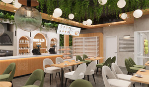 Solution de présentation de style naturel en bois pour confiseries, panneaux grillagés personnalisés, <span class=keywords><strong>vitrine</strong></span> de <span class=keywords><strong>comptoir</strong></span> pour desserts et café - Product Image 4