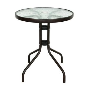 Mesa redonda de vidrio para exteriores, 80 cm de diámetro, vidrio templado con efecto de ondas de agua, diseño minimalista, duradera para uso en balcón - Product Image 1