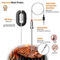 Termometer daging pintar tanpa kabel, alat pengukur suhu jarak jauh Wifi dapat diisi ulang termometer dapur BBQ rumah tangga
