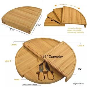 Tabla de Quesos de Bambú con Cajón y Juego de Cuchillos para Servir Queso, Pan, Frutas y Postres, Fabricada con Más de 100 Millones de Bambús - Product Image 2