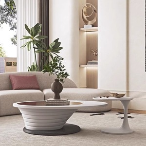 Ovale glazen salontafel, kleine huiskamer, modern, creatief, luxe, romige stijl, 2026 nieuwe theetafel - Product Image 2
