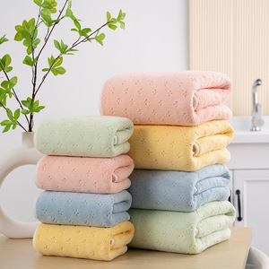 Serviettes de bain pour enfants en polaire corail, douces, absorbantes, séchage rapide, couleur unie, rectangulaires, pour usage domestique - Product Image 3