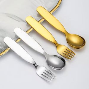 Wholesale 304 Stainless Steel Cutlery Set Household Children's <b>Spoon</b> Ladle Thickened <b>Baby</b> Eating <b>Spoon</b> Fruit Fork - Product Image 1
